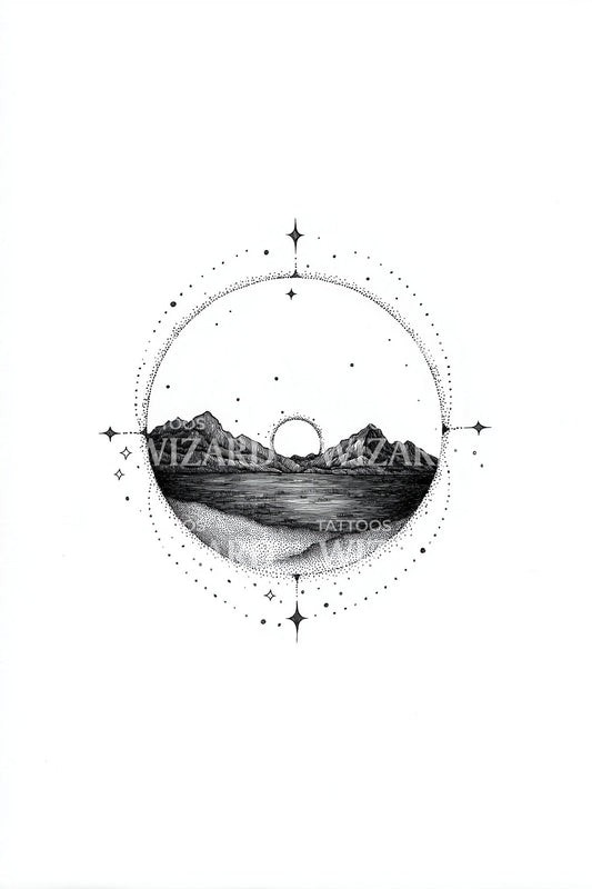 Minimal Ocean Horizon Tattoo Design