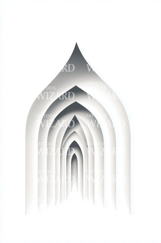 Minimalistisk papirkutt bue tatoveringsdesign