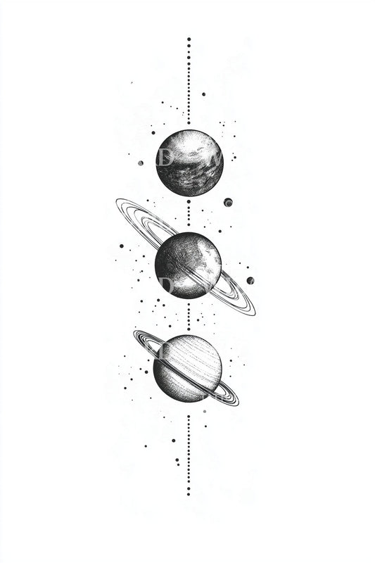 Minimal planet linje tatuering design
