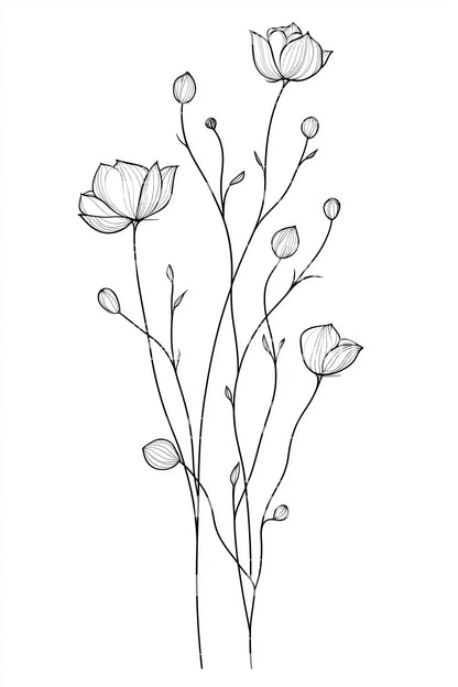Minimalistisches Mohnzweig-Tattoo-Design