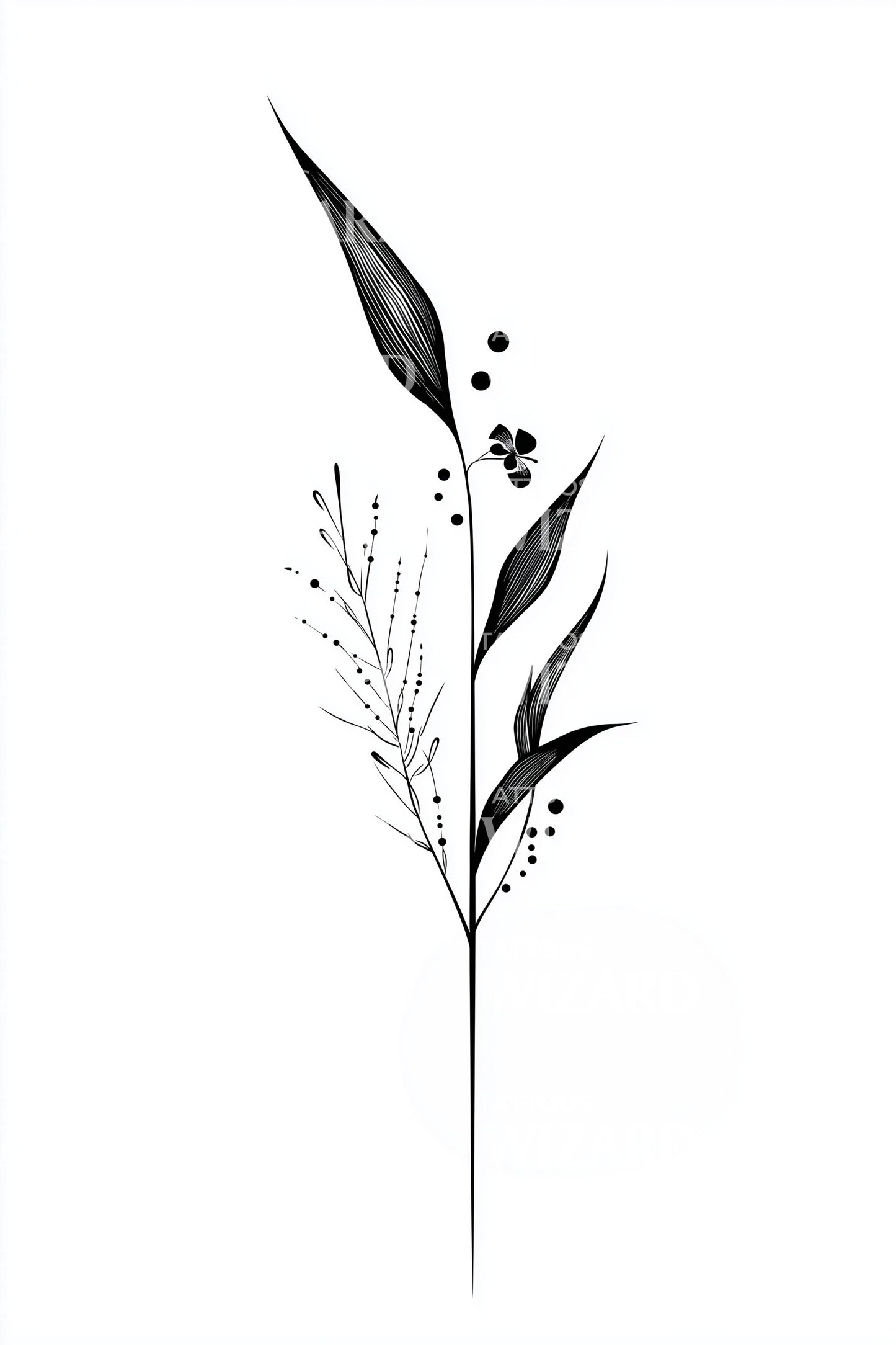 Minimal Reed Stem Tattoo Design
