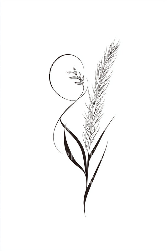 Minimal Reed Sun Tattoo Design