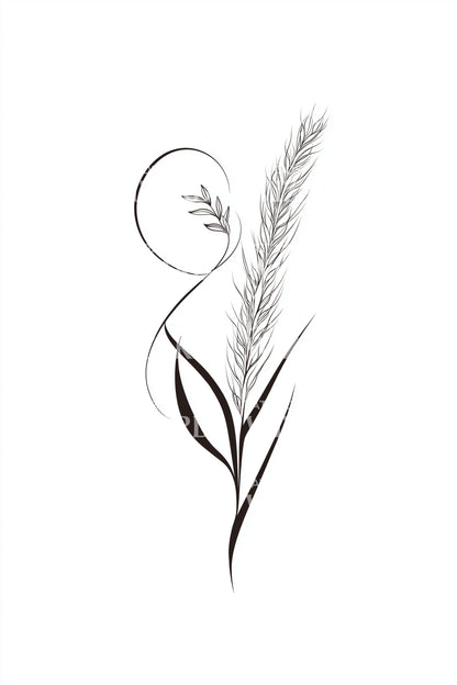 Minimal Reed Sun Tattoo Design