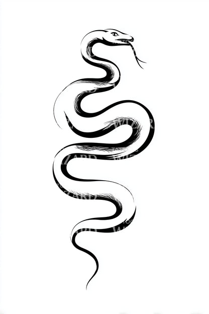Minimal Serpent Curve Tattoo Design