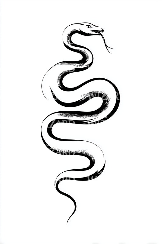 Minimal Serpent Curve Tattoo Design