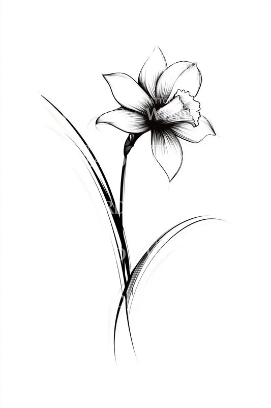 Minimal Single Daffodil Tattoo Idea