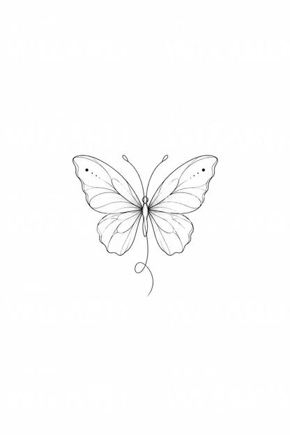 Ideia de tatuagem minimalista de borboleta numa linha