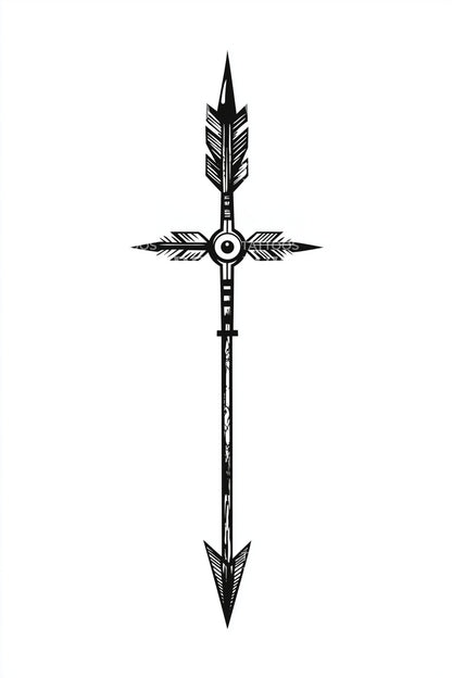Minimal Spear Symbol Tattoo Design