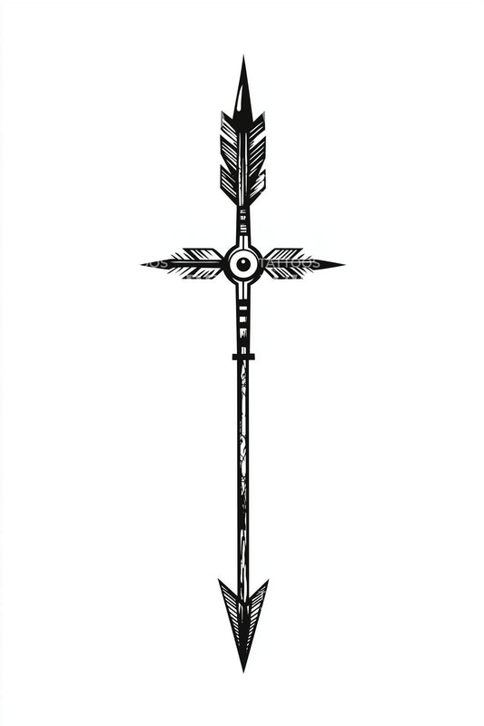 Minimal Spear Symbol Tattoo Design
