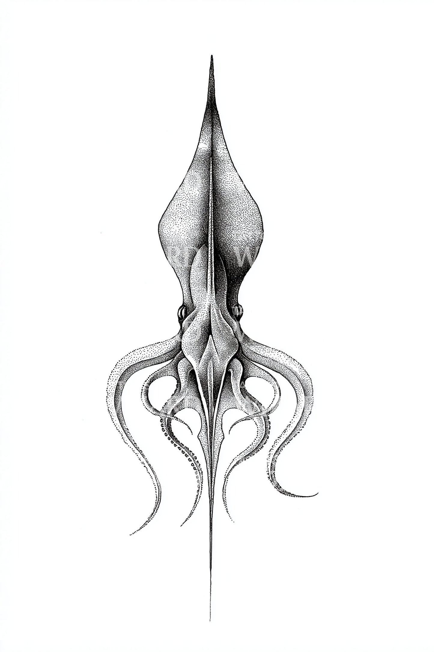 Minimal Squid Silhouette Tattoo Idea