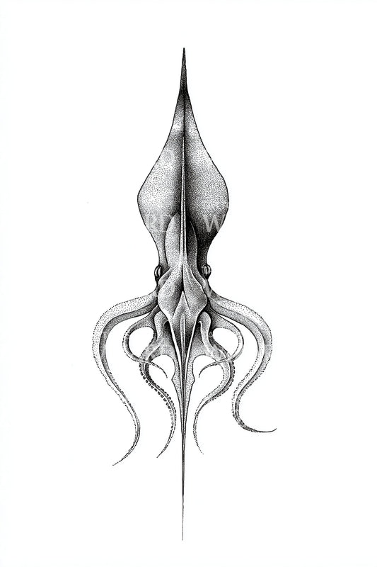 Minimal Squid Silhouette Tattoo Idea