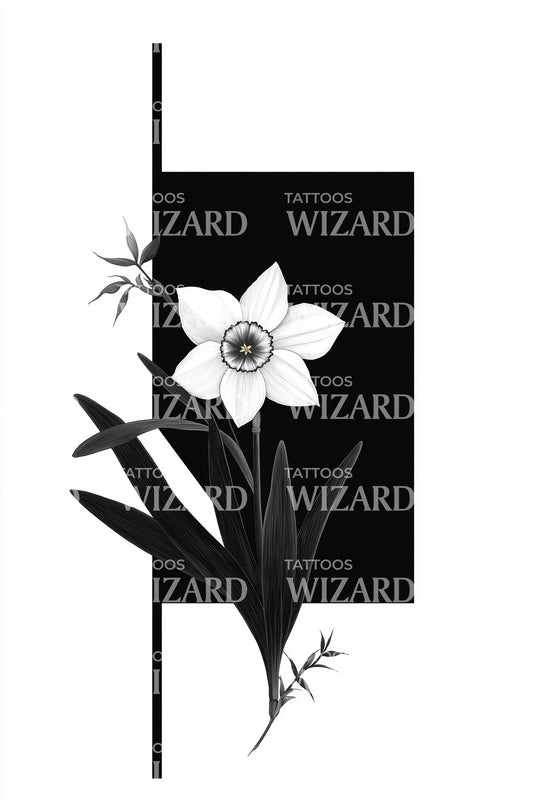 Minimal Stripe Lily Tattoo Design
