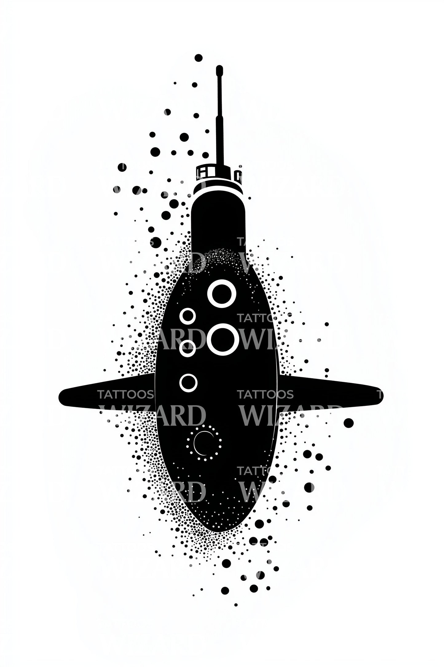 Minimal Submarine Silhouette Tattoo Design