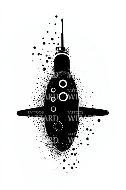 Minimal Submarine Silhouette Tattoo Design