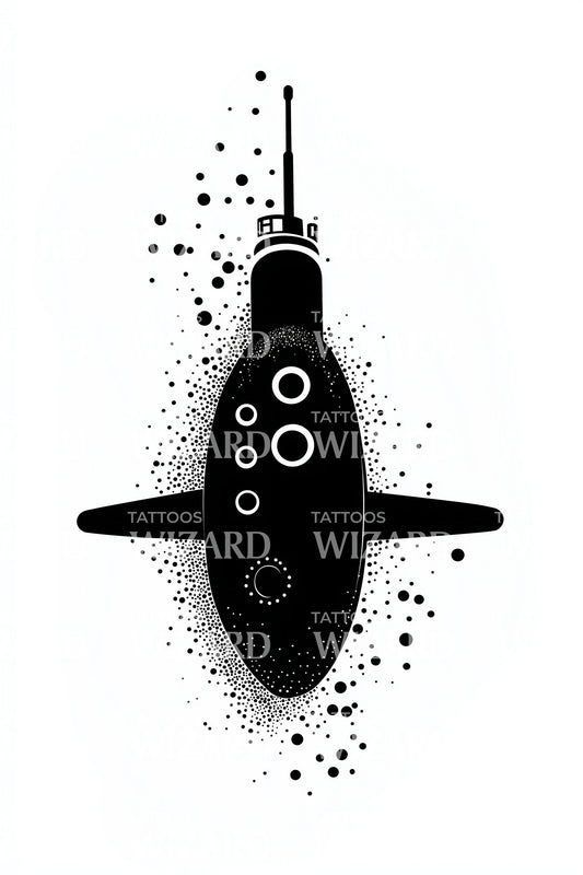 Minimal Submarine Silhouette Tattoo Design