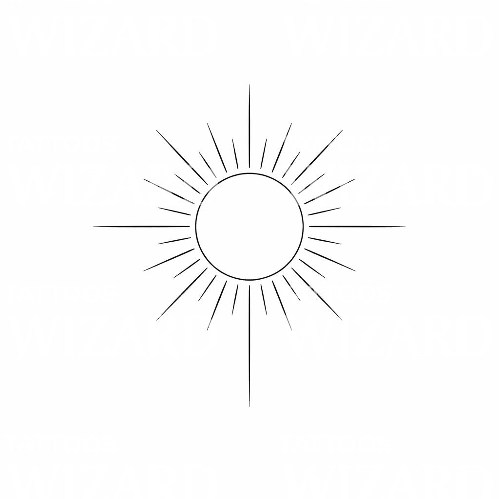 Minimal Sunburst Tattoo Design