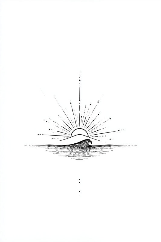 Minimal Sunrise Horizon Tattoo Design