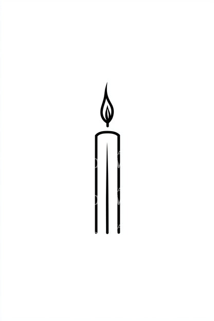 Minimal Tall Candle Tattoo Design