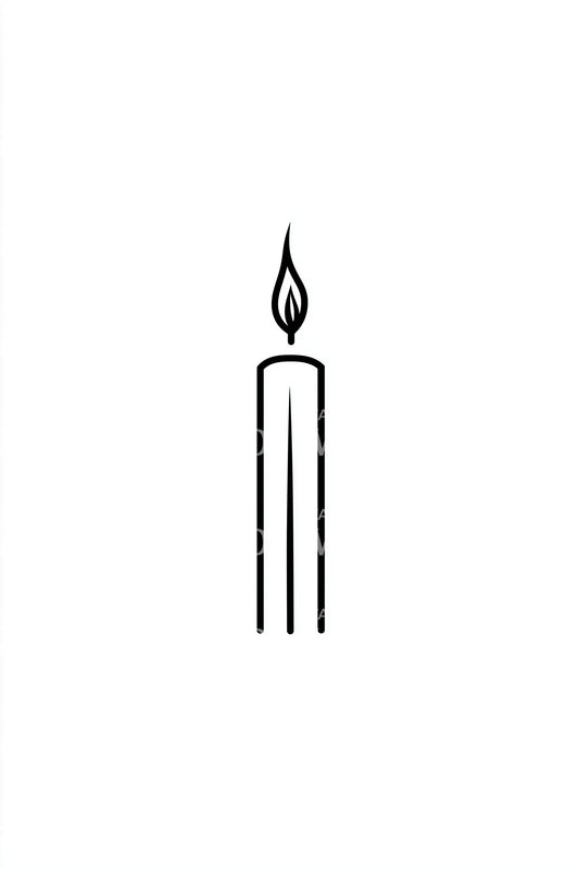 Minimal Tall Candle Tattoo Design