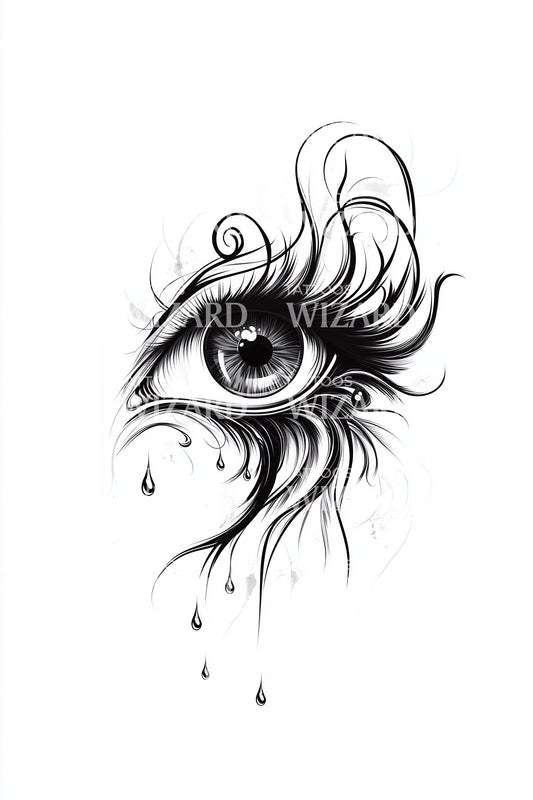 Minimal Teardrop Eye Tattoo Idea