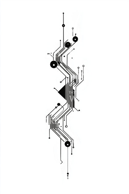 Minimal Tech Circuit Tattoo Design