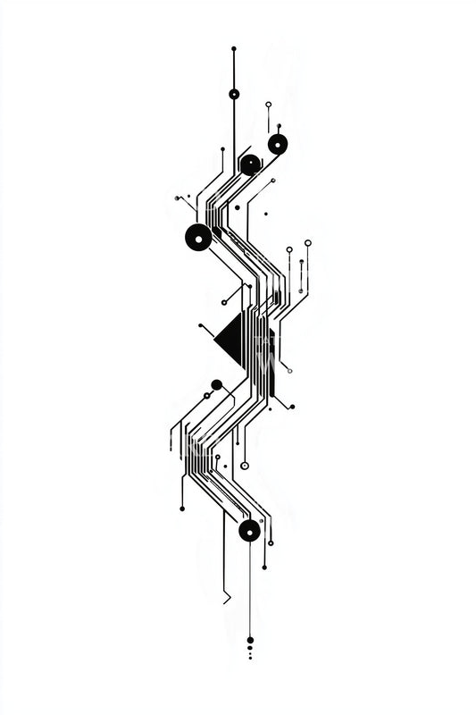 Minimal Tech Circuit Tattoo Design