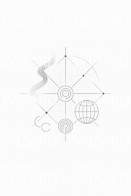 Minimal Tech Ribbon Tattoo Design