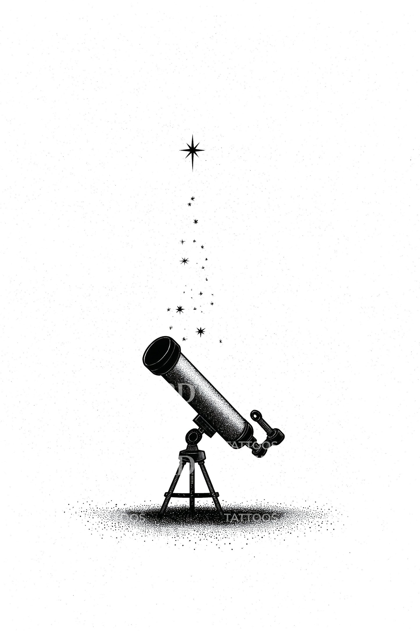 Minimal Telescope Star Trail Tattoo Design