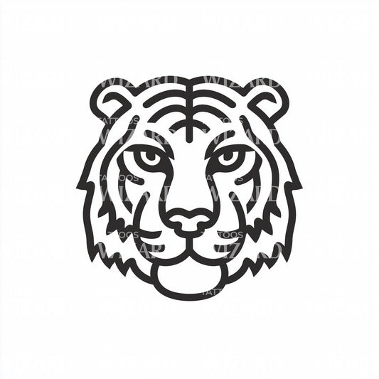 Minimal Tiger Icon Tattoo Idea