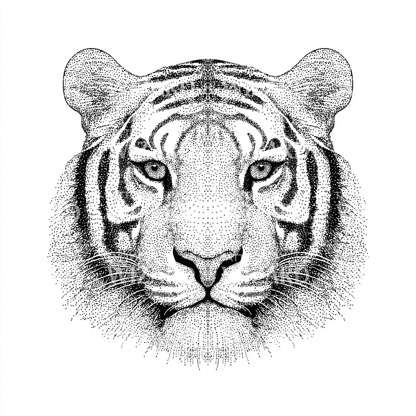 Minimal Tiger Linework Tattoo Illustration