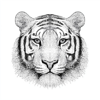 Minimal Tiger Linework Tattoo Illustration