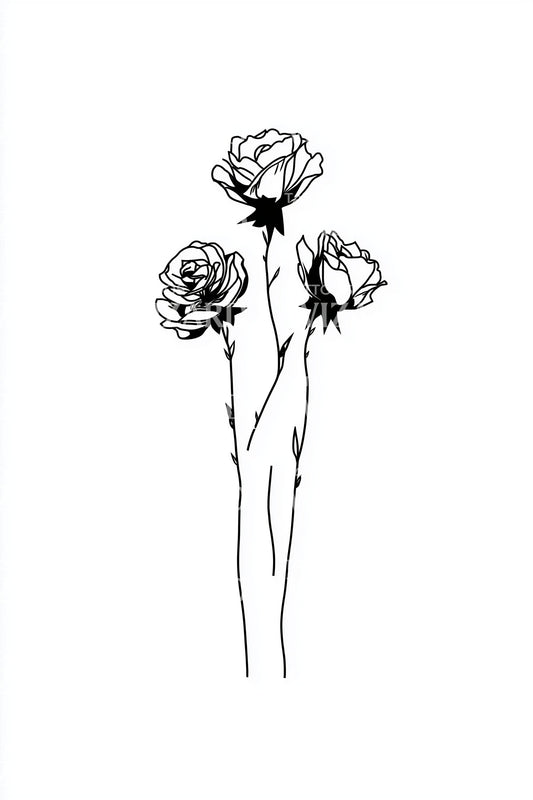 Minimal Trio Roses Tattoo Design