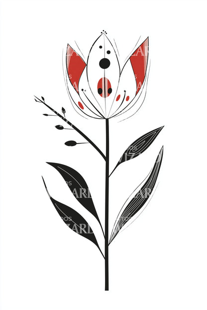 Minimal Tulip Stem Tattoo Idea