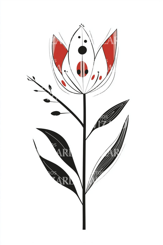 Minimal Tulip Stem Tattoo Idea