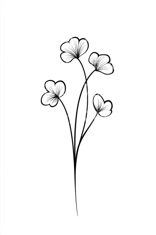 Minimal Wildflower Sprigs Tattoo Design