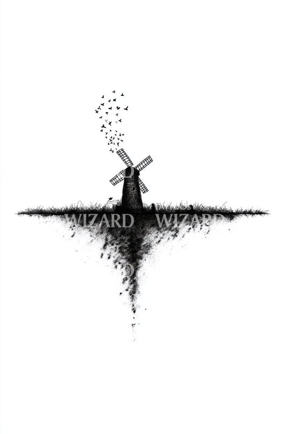 Minimal Wind Turbine Tattoo Idea