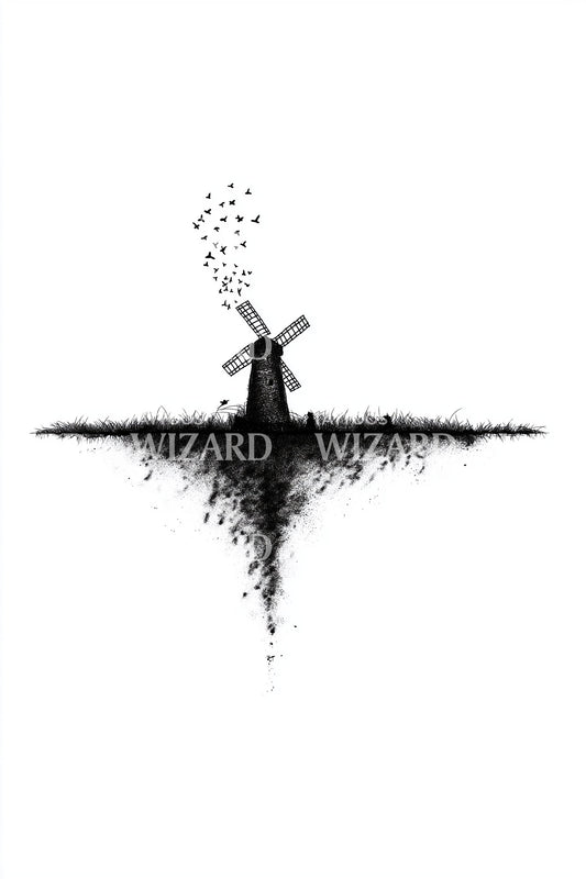 Minimal Wind Turbine Tattoo Idea