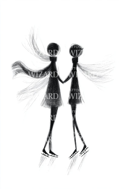 Minimal Winter Lovers Tattoo Idea