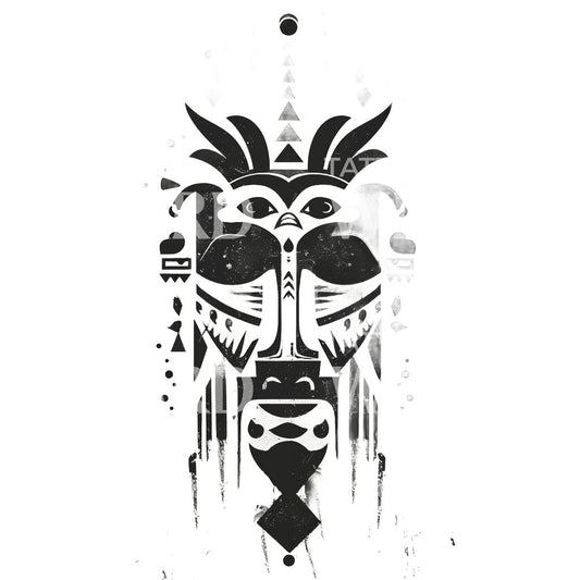 Minimalist African Mask Tattoo Design