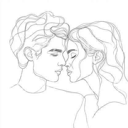 Minimalist Brother and Sister Line Art Tattoo Design