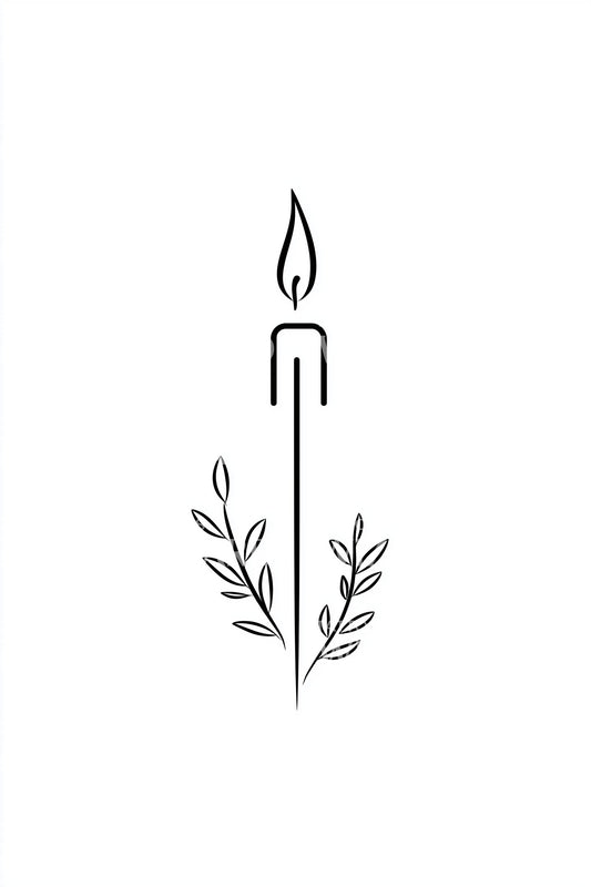 Minimalist Candle Branch Tattoo Design