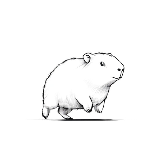 Minimalist Capybara Walking in Elegance Tattoo Design