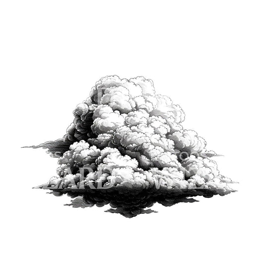 Minimalist Cloud in Monochrome Tattoo Design