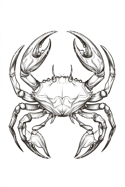 Minimalist Crab Linework Tattoo Design