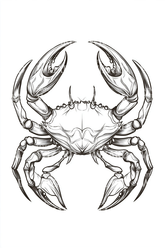 Minimalist Crab Linework Tattoo Design