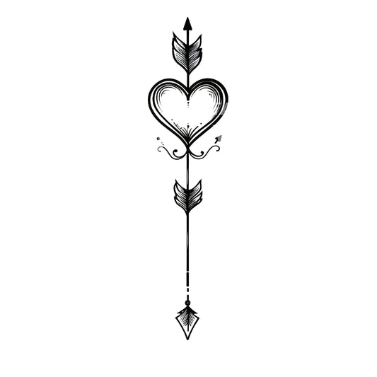 Conception de tatouage de flèche de Cupidon minimaliste