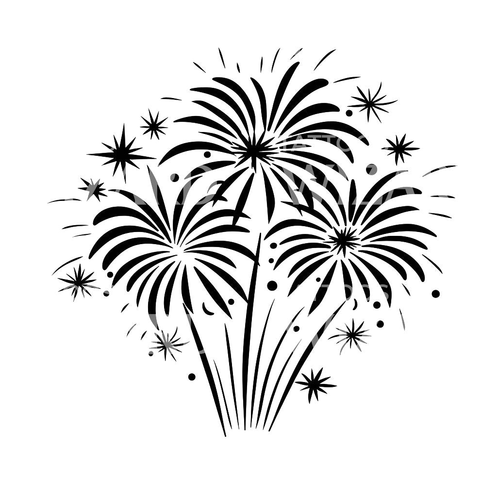 Minimalist Fireworks in Motion Tattoo Design