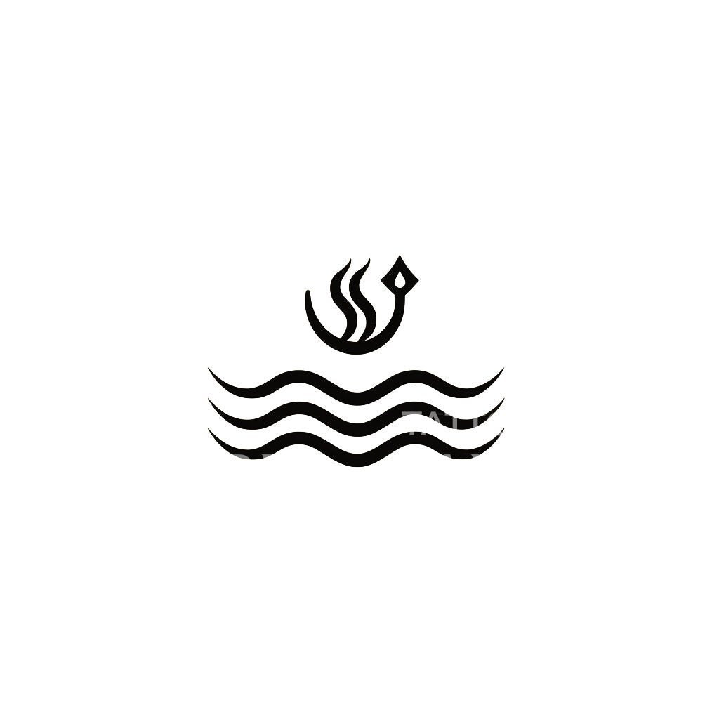 Minimalist Glyph Representing Calm Waters Tattoo Design