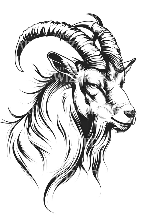 Minimalist Goat Year Tattoo Design