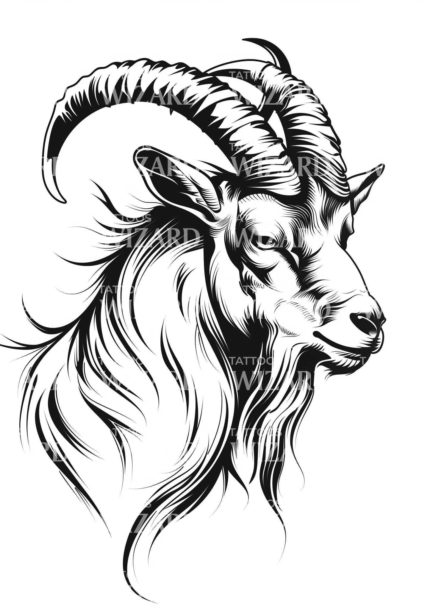 Minimalist Goat Year Tattoo Design